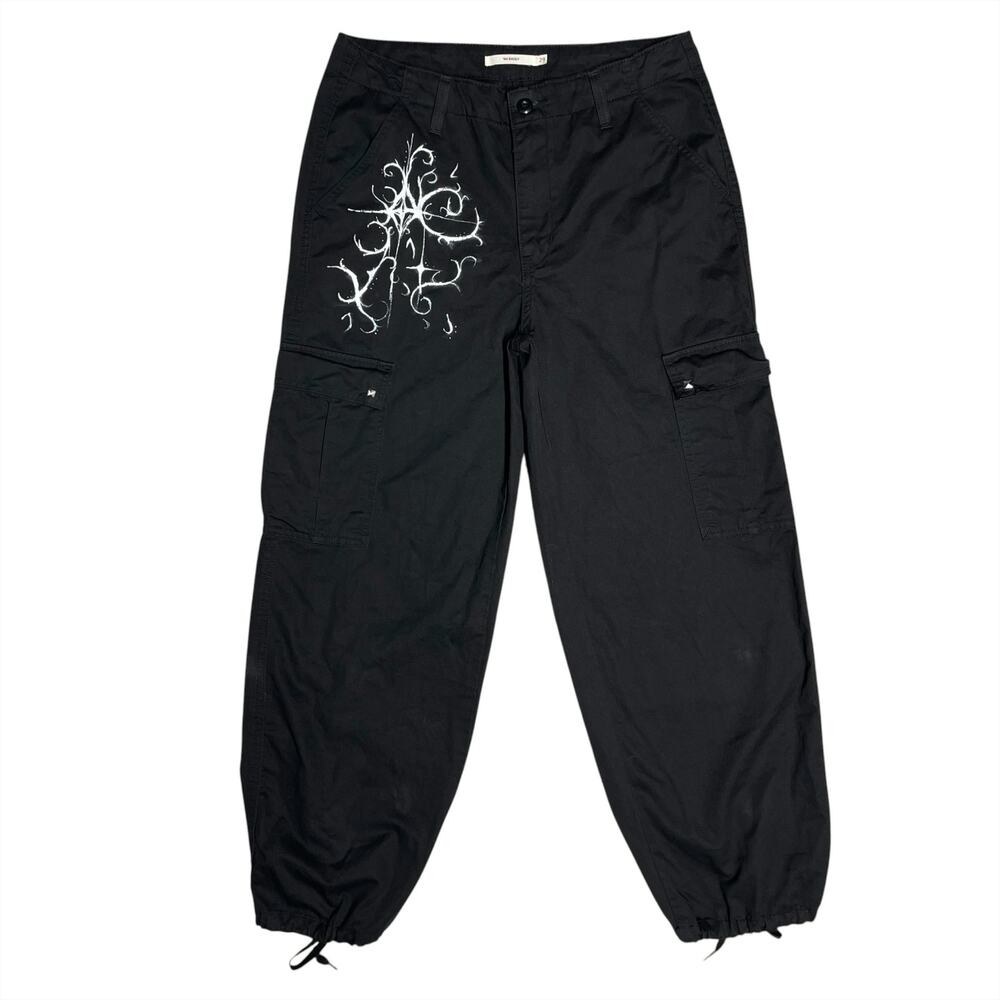 LEVI'S '94 Baggy Cargo Hand-Painted/Studded Goth Black Pants Size 29 Halloween